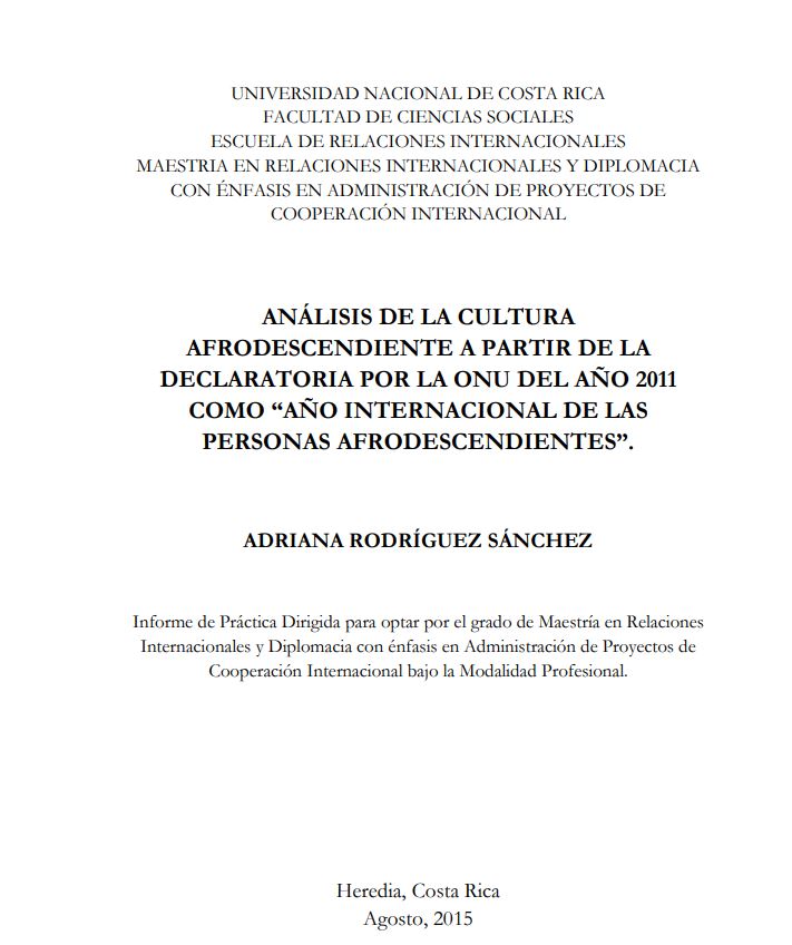 Análisis De La Cultura Afrodescendiente A Partir De La Declaratoria Por ...